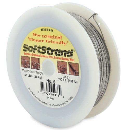 Wire &amp; cable specialties softstrand size 5 - 550-feet picture wire uncoated, for sale