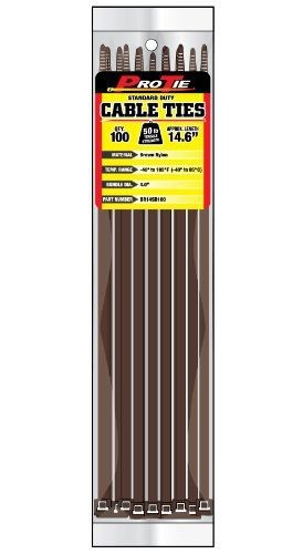 Pro tie br14sd100 14.6-inch brown standard duty color cable tie, brown nylon, for sale