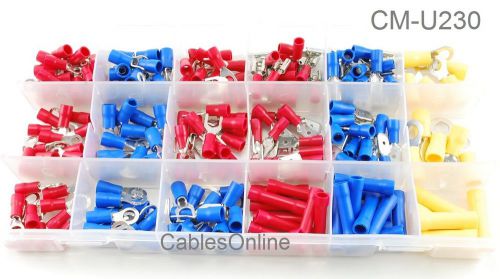 230-pcs Vinyl Insulated Wire Terminal Assortment Kit with 18 Slot Organizer Box