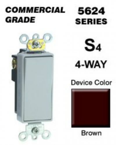 Leviton 5624-2 AC Quiet Rocker Switch Decora 4-Way with Grounding Lead - Brown