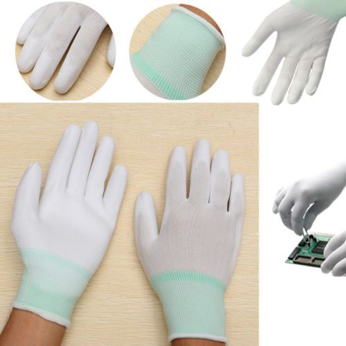 1 pair esd pc computer working anti-skid antiskid anti-static white gloves new for sale