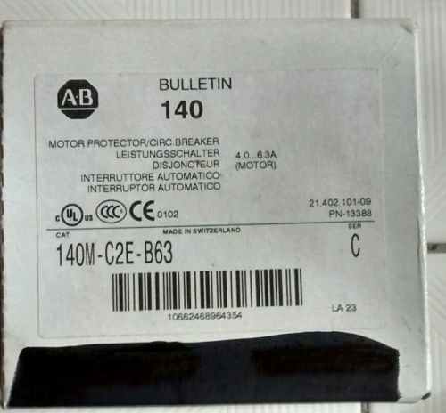 Allen Bradley Motor Protector/Circuit Breaker(4-6.3A Motor)Model#140M-C2E-B63