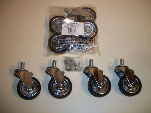 (8) 3 INCH HEAVY DUTY COMMERCIAL GRADE RUBBER CASTER WHEELS BALL BEARINGS NEW!