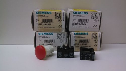 LOT OF (4) NEW OLD STOCK! SIEMENS PILOT LIGHTS 3SB32-12-6AA20 3SB32 12-6AA20