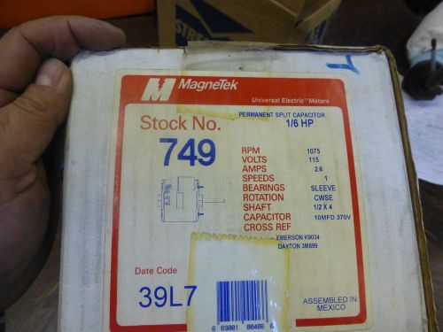 magnetek permanent split capacitor 1/6 hp stock no 749 1075 rpm shaft 1/2 x 4&#034;