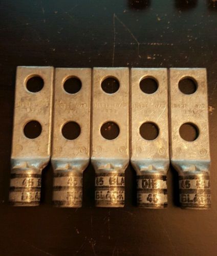 T&amp;B Compression Lug Black 2/0 Two Hole 3/8 in. Stud 1 in. center 125N (Lot of 5)