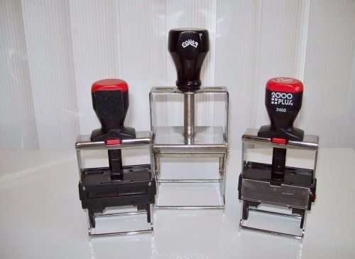 3 Piece LOT Self Inking Stamper, 1 LARGE Heavy Duty 5 lines+, 2 MEDIUM, CUSTOMIZ