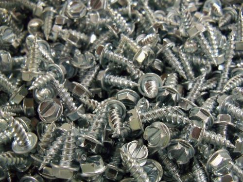 (2000) 8 x 1/2 Self Piercing 1/4&#034; Hex Washer Head Zinc Sheet Metal Zip Screws