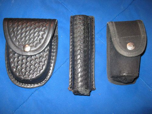 Leatehr Law Pro Handcuff, billie club, and not leather pepper spray Case