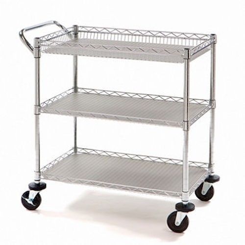 NEW Commercial Utility Cart Heavy Duty Steel 3 Shelf Rolling Kitchen Organize