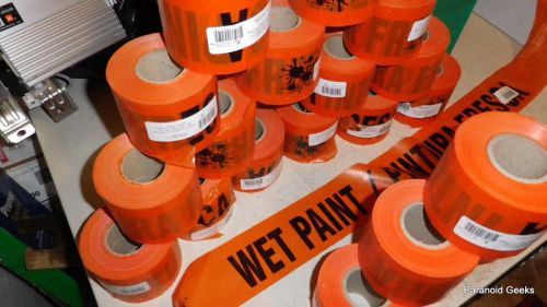 (2) Presco Wet Paint/Pentura Fresca 3 in. x 500 ft Barricade Banner Tape ORANGE