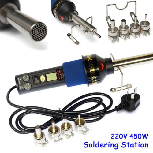 220V 450°C 450W LCD Soldering Station Hot Air Gun ICs SMD Desolder For BGA Nozzle