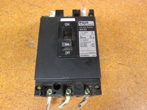 Fuji Electric SA33 Auto Breaker 5A 3Pole AC220V 5kA Used