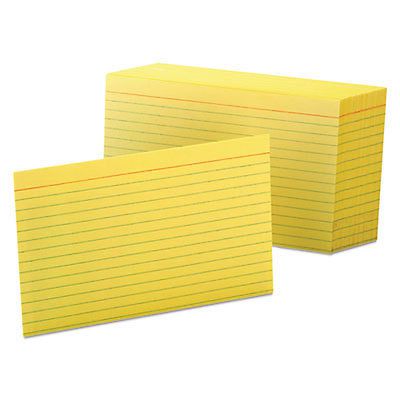 Ruled index cards, 5 x 8, canary, 100/pack 7521-can for sale