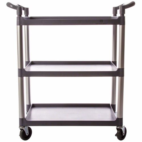 33-1/2&#034; Plastic 3-Tier Bus Cart (Gray)