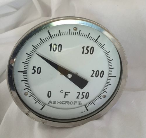 Used Ashcroft 0 - 250 F Industrial Bi-Metal 5 Thermometer 7 1/2 Stem Metal Works