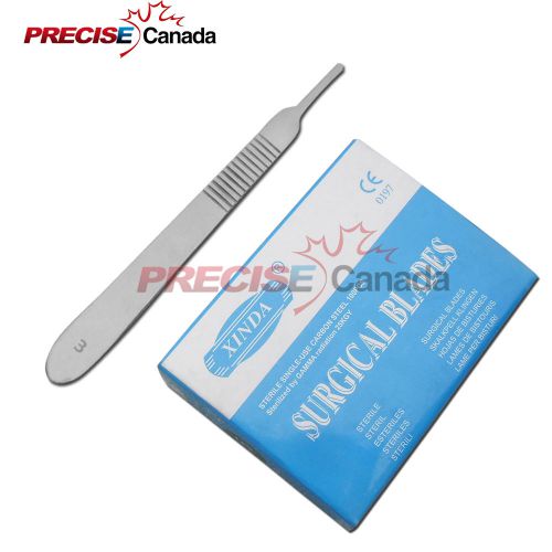 100 SCALPEL BLADES #15 + SCALPEL HANDLE #3 SURGICAL DENTAL ENT INSTRUMENTS