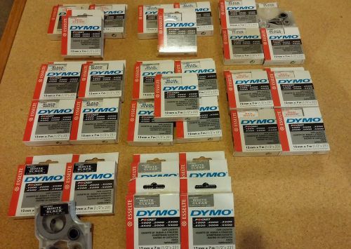 DYMO 28 Label Tape Cassette 12mm x 7m  45013 -4 Black/White - 4 Blue/White lot