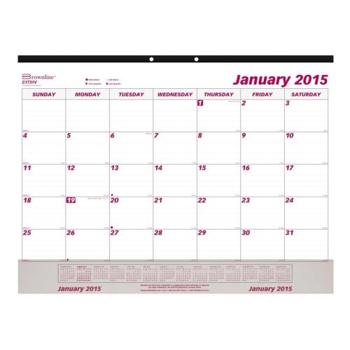 Brownline C1731V Monthly Desk Pad Calendar 22 x 17 2016 White/Maroon 2016