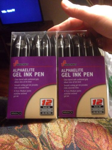 5 boxes skilcraft alpha elite gel pen - black ink - clear barrel - 60 pens for sale