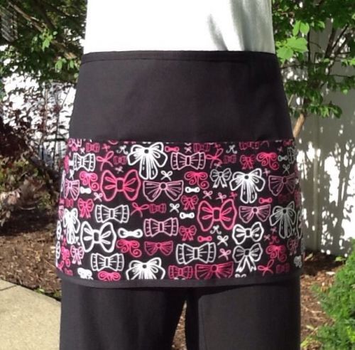 Black Bows 3 pocket waitress waist apron resturants cafe Classyaprons