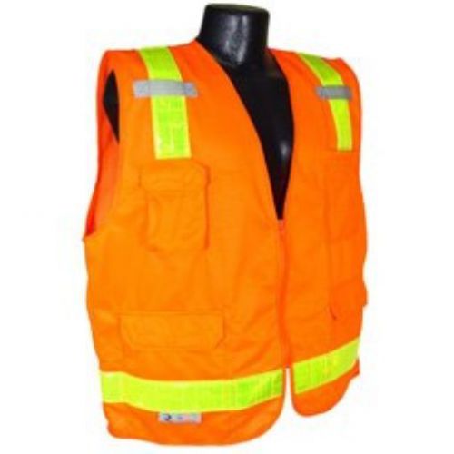 Radians SV7PO5X Class 2 Prismatic Gloss Reflector Surveyor Safety Vest  Orange