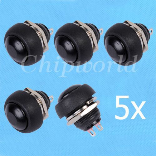 5pcs 12mm Mini Round Waterproof Lockless momentary Push button Switch PBS-33B