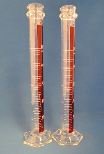 Qty 2 Pyrex Graduated Cylinders 50mL  #3046 Lifetime Red