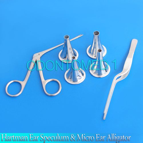 6Pcs-Hartman Ear Speculum &amp; Micro Ear Alligator &amp; Jensen Forceps,ENT Instruments