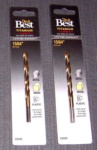 2 ea. Do It Best 339350 15/64&#034; Titanium Drill Bit With 3 Flats on Shank