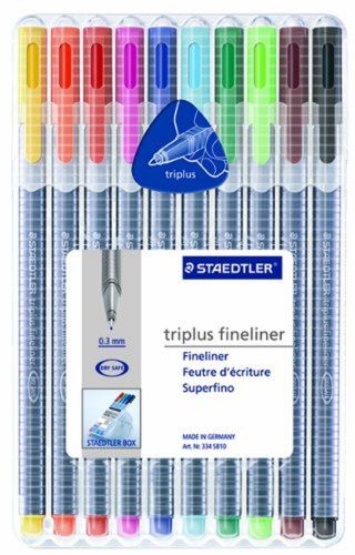 Staedtler Triplus Fineliner Pens Pack of 10 Assorted Colors (334SB10) Standard