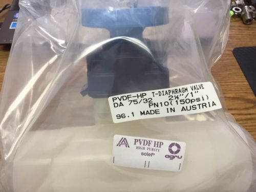 Argu  pvdf-hp da 75/32mm 35.343.7532.21 t diaphragm valve 1246289 for sale