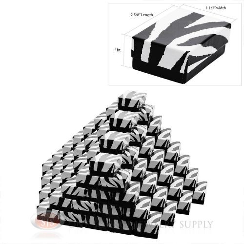 100 Zebra Print Cotton Filled Gift Boxes 2 5/8&#034; X 1 1/2&#034; Pendant Charm Box