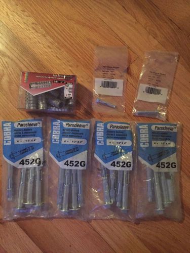 4 packs of 4 Cobra Parasleeve Concrete Anchors 452G 1/2&#034; x 4&#034;Lag Screw Shields