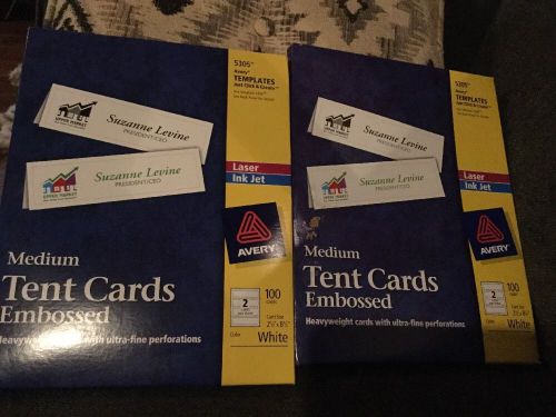 2 Medium Embossed Tent Cards, White, 2 1/2 x 8 1/2, 2 Cards/Sheet, 100/Box