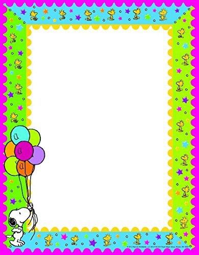 Eureka Peanuts Birthday 8.5 x 11&#034; Computer Paper Frame, 50-Sheets