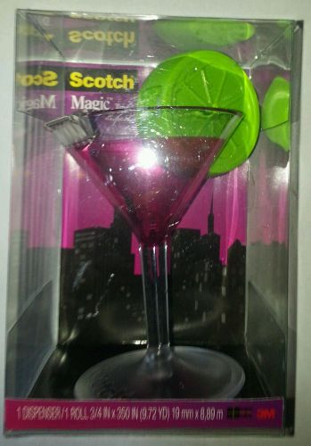 NEW Scotch Magic Tape Dispenser w/Tape Cosmopolitan Martini Lime Cocktail Glass