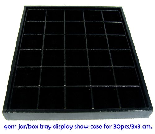 TRAVEL TRAY HOLDER ORGANIZER DISPLAY SHOW GEM 18x21CM (30 CAVITY) JAR BOX 3X3CM