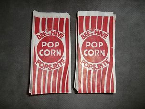 VINTAGE BEE-HIVE POPS-RITE MOVIE THEATER POP CORN BAGS 100 NEW/UNUSED