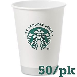 Starbucks white disposable hot paper cup 12 ounce 50 pack for sale