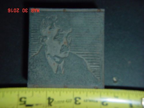 Antique/Vintage Newspaper Print Press Block of a Man