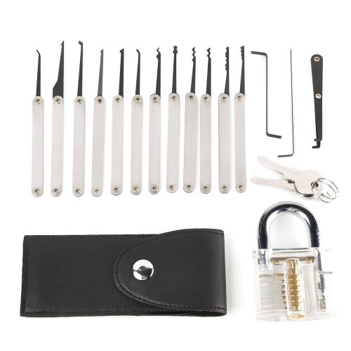 Hook Pick Set 15Pcs Unlocking Pick Key Cutaway Practice With Tool Bag New HOT CE