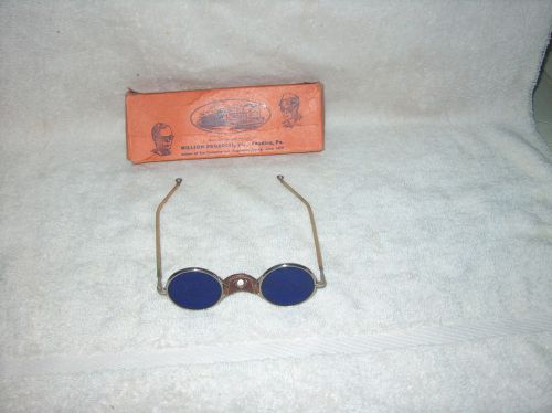 MINT NOS COBALT BLUE --WILLSON WELDING/ HOT METAL GLASSES WITH ORIG BOX MINT