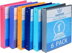 1 Inch 3 Ring Binders,SEEKIND View Binders,Holds Up to 8.5&#034;11&#034; Paper