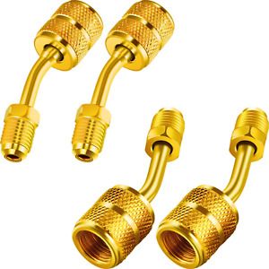 R410a Charging Vacuum Port Adapter Brass Converter with Thimble 5/16 Inch 4 PACK