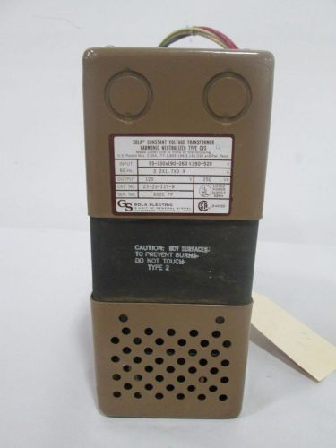 New sola 23-23-125-8 constant voltage 250va 120v-ac transformer d298555 for sale