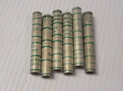 NEW LOT OF 6 BURNDY BUTT SPLICE CONNECTOR YS1C N75 #1 STR GREEN