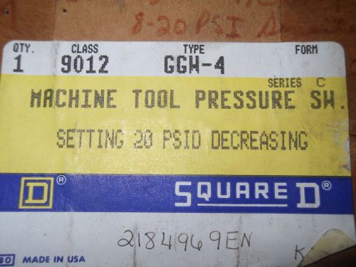 (V17) 1 NIB SQUARE D 9012-GGW-4 MACHINE TOOL PRESSURE SWITCH