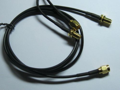 2 pcs 1m antenna rp-sma coaxial cable for wifi router black 100cm for sale