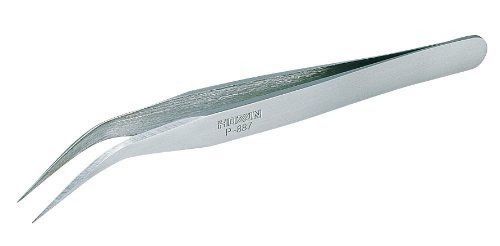 HOZAN Tool Industrial Heavy Duty Stainless Steel Bent Nose Tweezers P-887